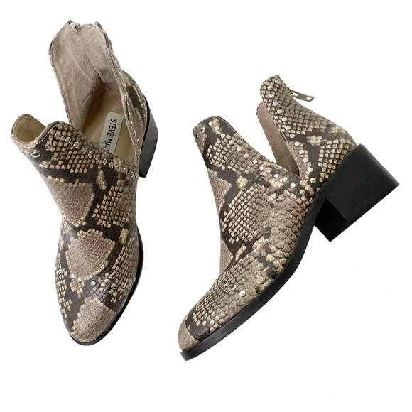 Steve Madden Conspire Studded Snakeskin Genuine Leather Booties Size 8.5 - Picture 3 of 9